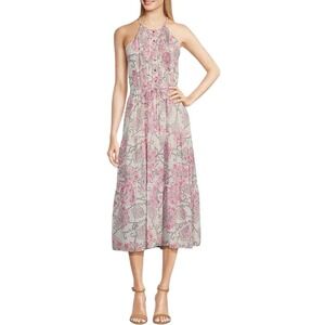 New Women’s Tommy Hilfiger Sleeveless Halter Neck Tiered Midi Dress Size 4